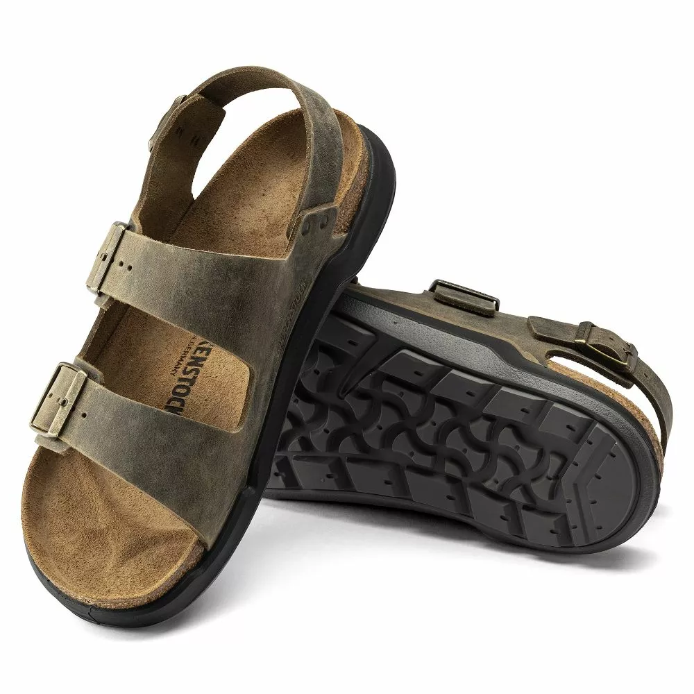 Birkenstock Men's Milano CT Oiled Leather In Faded Khaki 5 Birkenstock Men's Milano CT Oiled Leather In Faded Khaki - Image 3