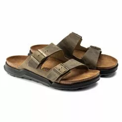Birkenstock Men's Arizona Cross Town Oiled Leather In Faded Khaki -Outdoor Shoes Shop 1018463 pair 1100x