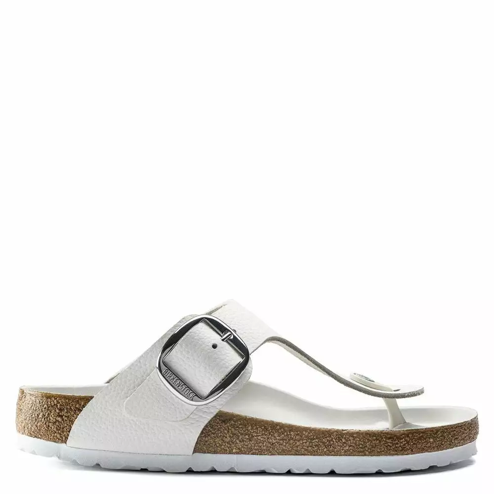 Birkenstock Women's Big Buckle Gizeh Leather In White 3 Birkenstock Women's Big Buckle Gizeh Leather In White