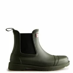 Hunter Women's Commando Chelsea Boots In Dark Olive