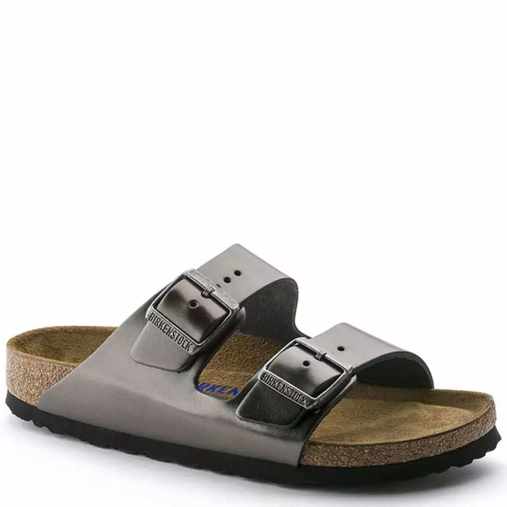 Birkenstock Women's Arizona Softbed Leather In Metallic Anthracite (Narrow Width) 4 Birkenstock Women's Arizona Softbed Leather In Metallic Anthracite (Narrow Width) - Image 2