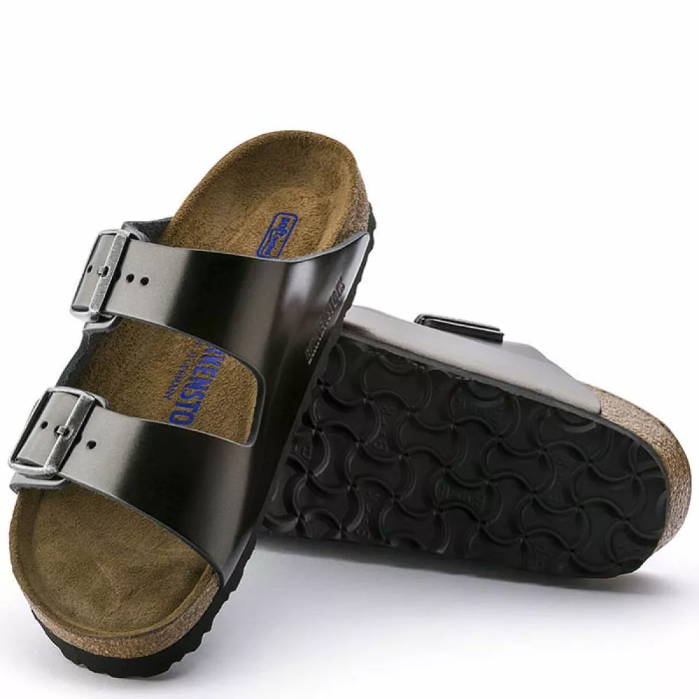 Birkenstock Women's Arizona Softbed Leather In Metallic Anthracite (Narrow Width) 6 Birkenstock Women's Arizona Softbed Leather In Metallic Anthracite (Narrow Width) - Image 4