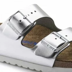 Birkenstock Women's Arizona Softbed Leather In Metallic Silver (Narrow Width) -Outdoor Shoes Shop 1 0 1005961 detail 1 1100x