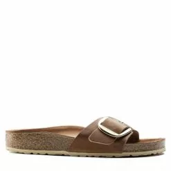 Birkenstock Women's Madrid Big Buckle Oiled Leather In Cognac (Narrow Width)