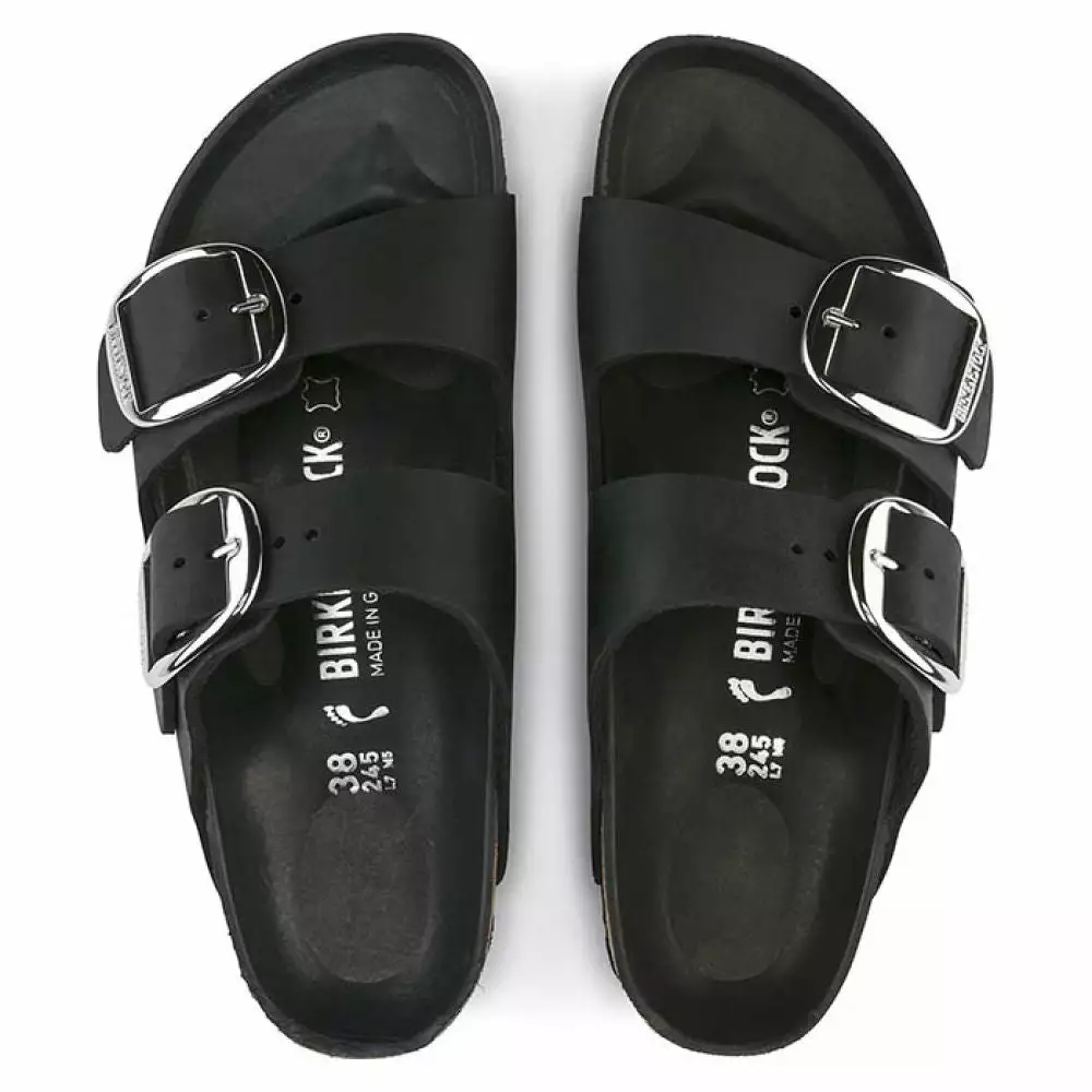 Birkenstock Women's Arizona Big Buckle Oiled Leather In Black (Narrow Width) 5 Birkenstock Women's Arizona Big Buckle Oiled Leather In Black (Narrow Width) - Image 3
