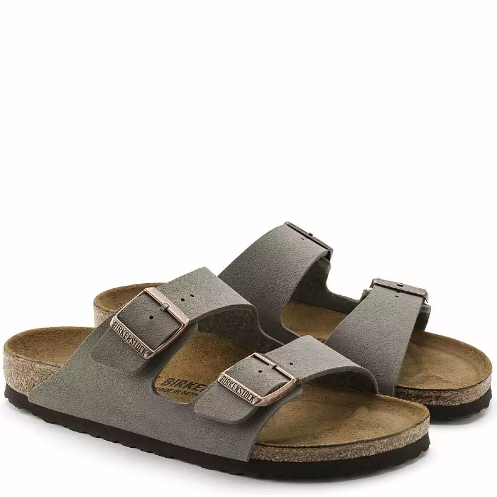 Birkenstock Arizona Birkibuc In Stone (Narrow Width) 4 Birkenstock Arizona Birkibuc In Stone (Narrow Width) - Image 2