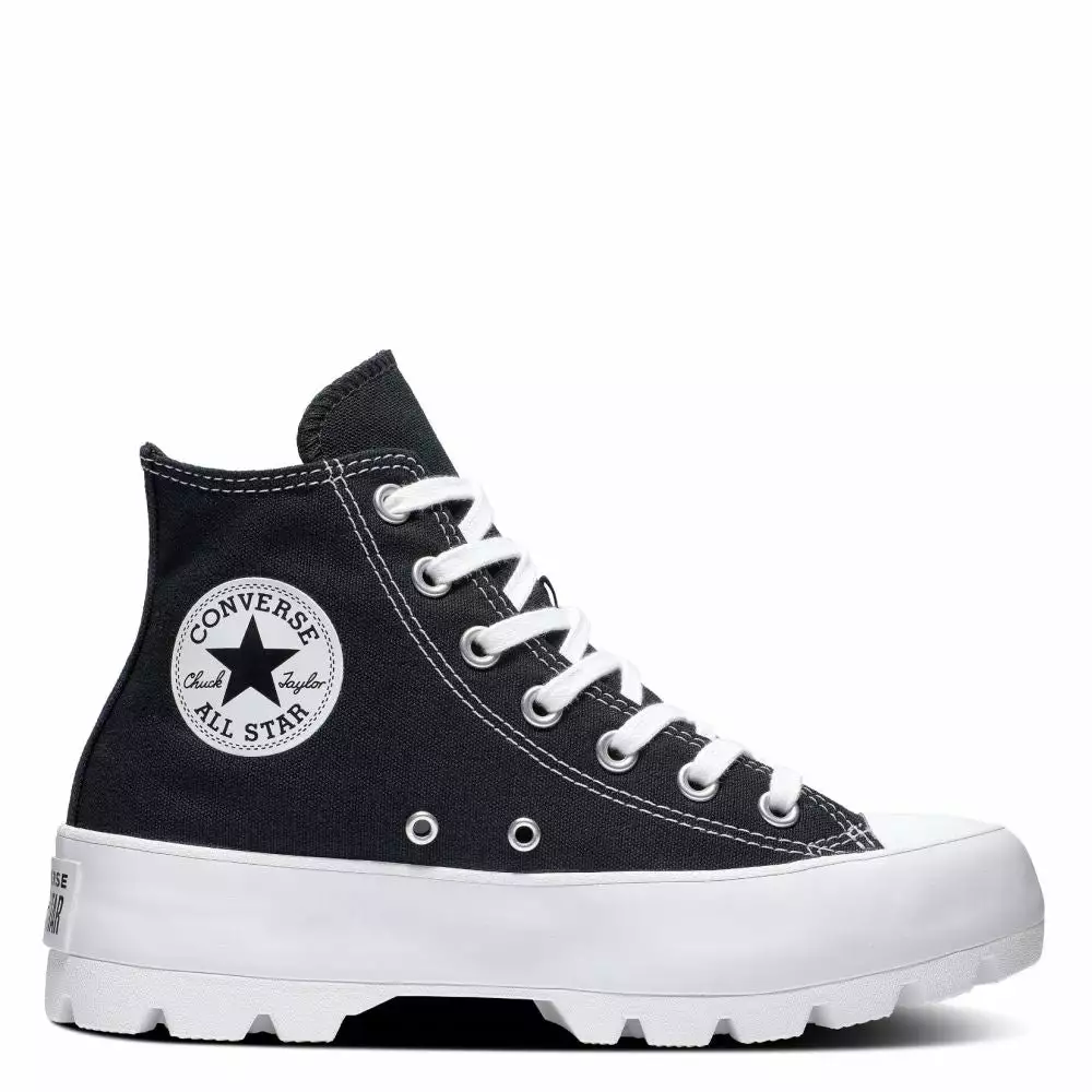 Converse Women's Chuck Taylor All Star Lugged Hi Top In Black/White/Black 3 Converse Women's Chuck Taylor All Star Lugged Hi Top In Black/White/Black