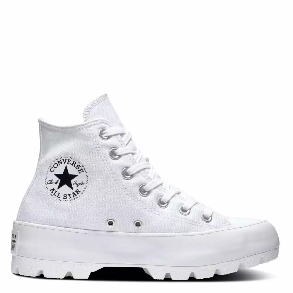 Converse Women's Chuck Taylor All Star Lugged Hi Top In White/Black/White 3 Converse Women's Chuck Taylor All Star Lugged Hi Top In White/Black/White