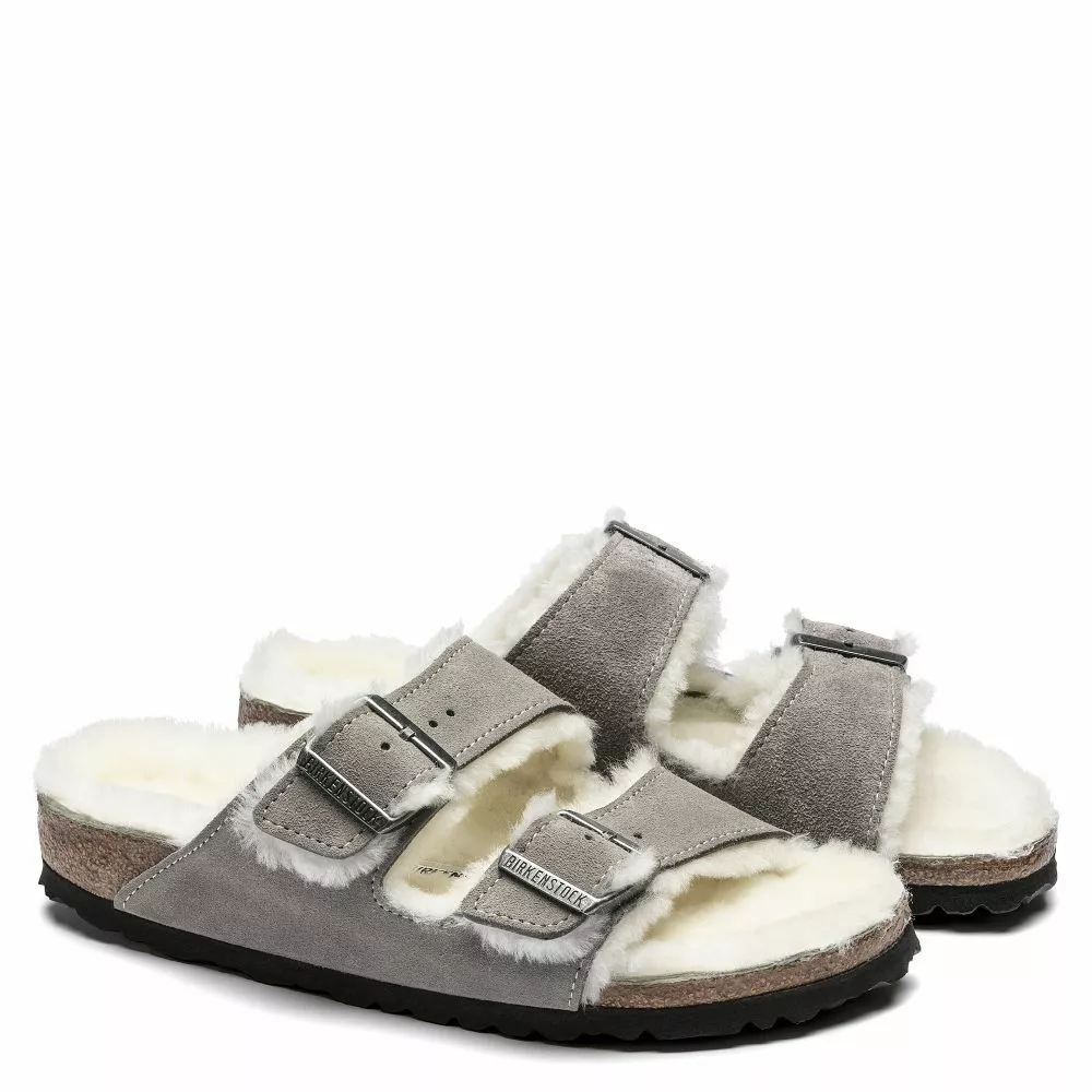 Birkenstock Women's Arizona Shearling In Stone Coin 4 Birkenstock Women's Arizona Shearling In Stone Coin - Image 2