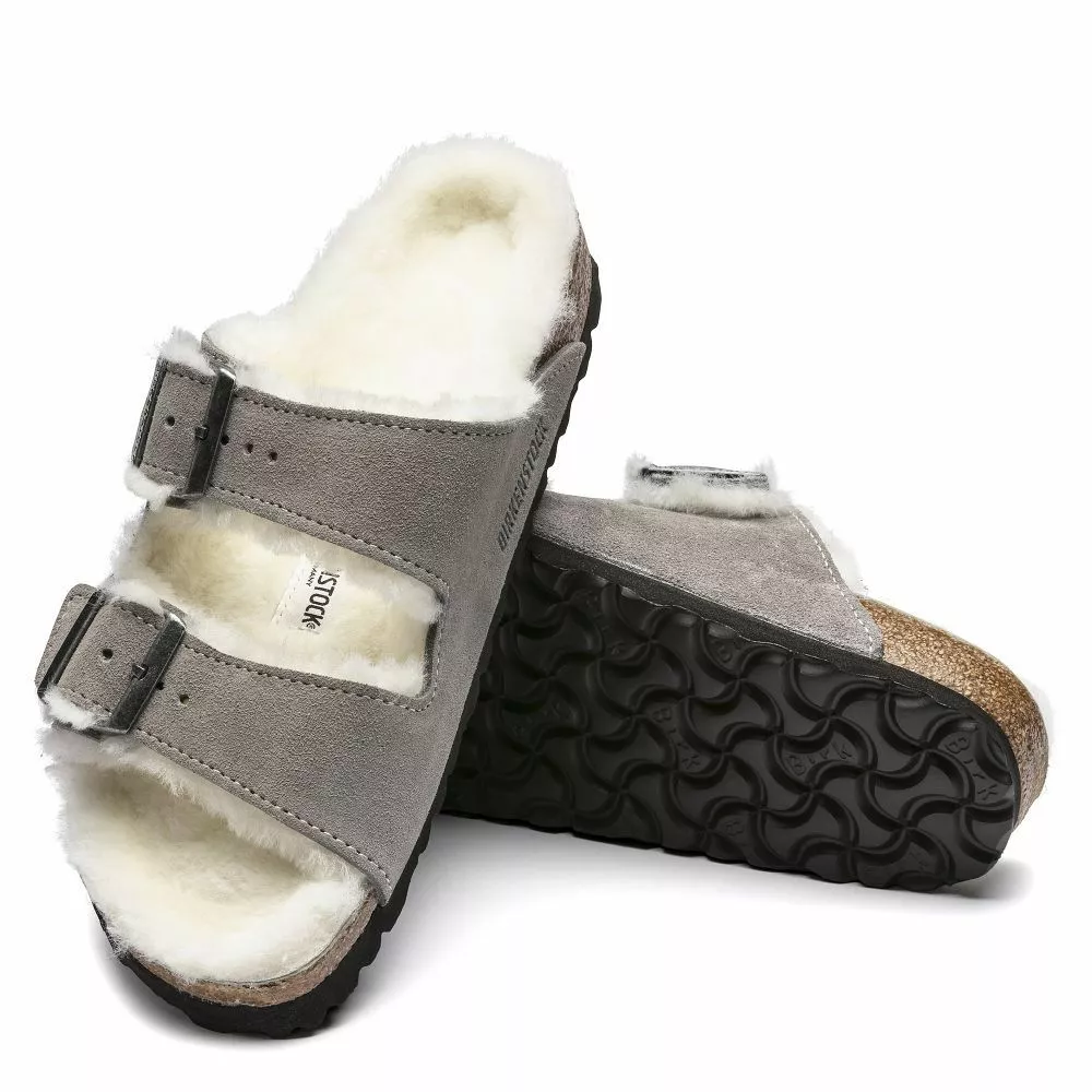 Birkenstock Women's Arizona Shearling In Stone Coin 5 Birkenstock Women's Arizona Shearling In Stone Coin - Image 3