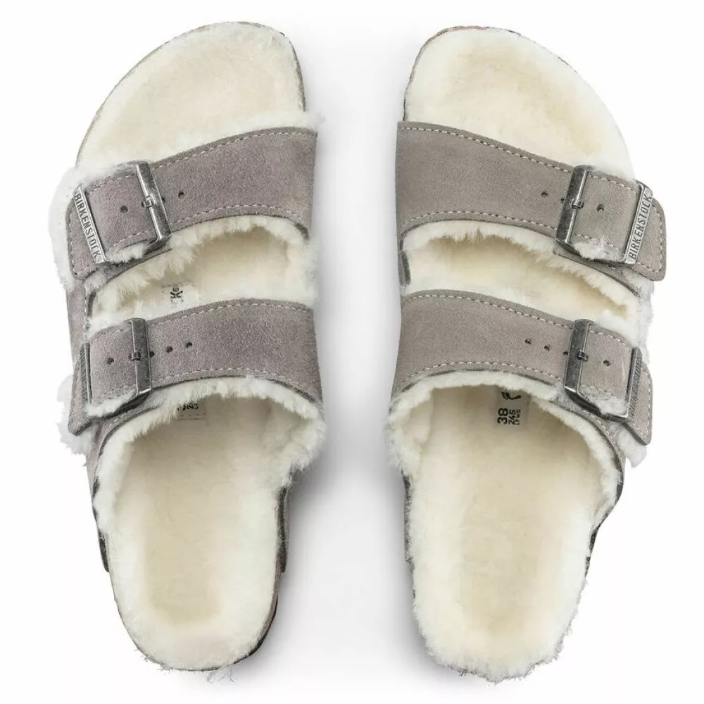 Birkenstock Women's Arizona Shearling In Stone Coin 6 Birkenstock Women's Arizona Shearling In Stone Coin - Image 4