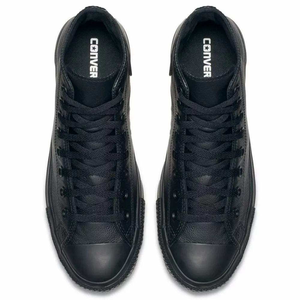 Converse Chuck Taylor All Star Mono Leather High Top In Black Monochrome 6 Converse Chuck Taylor All Star Mono Leather High Top In Black Monochrome - Image 4