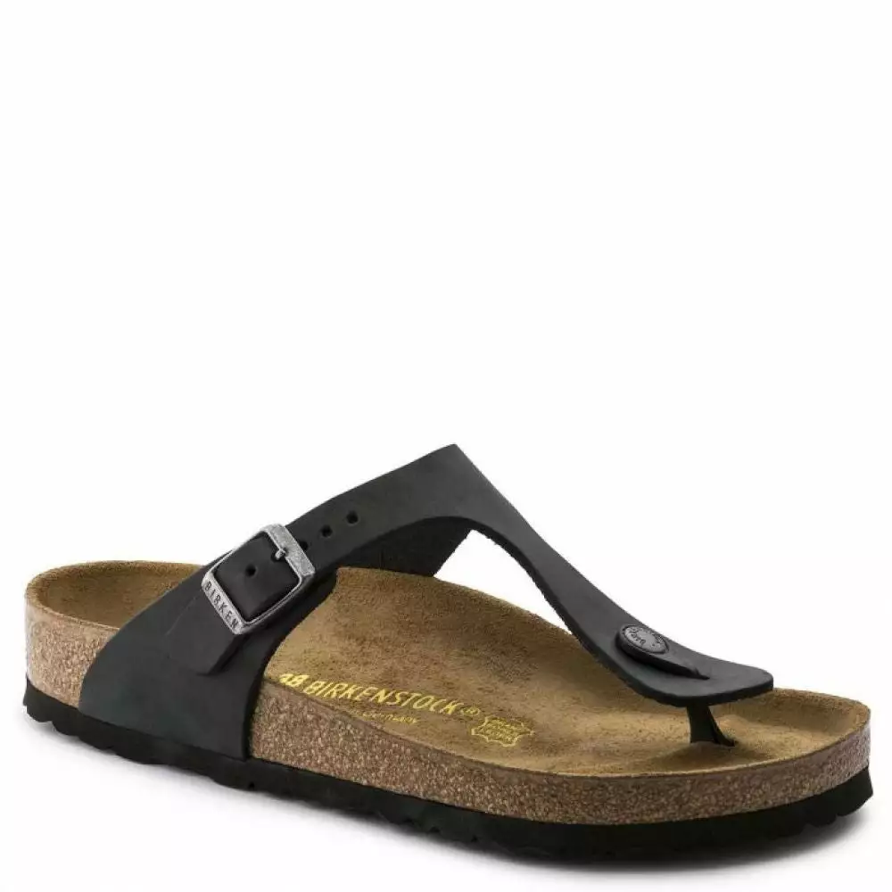 Birkenstock Women's Gizeh Oiled Leather In Black 7 Birkenstock Women's Gizeh Oiled Leather In Black - Image 5