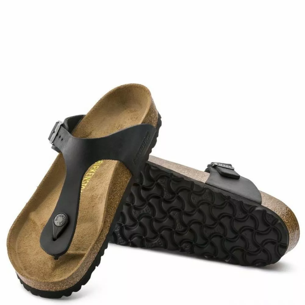 Birkenstock Women's Gizeh Oiled Leather In Black 6 Birkenstock Women's Gizeh Oiled Leather In Black - Image 4