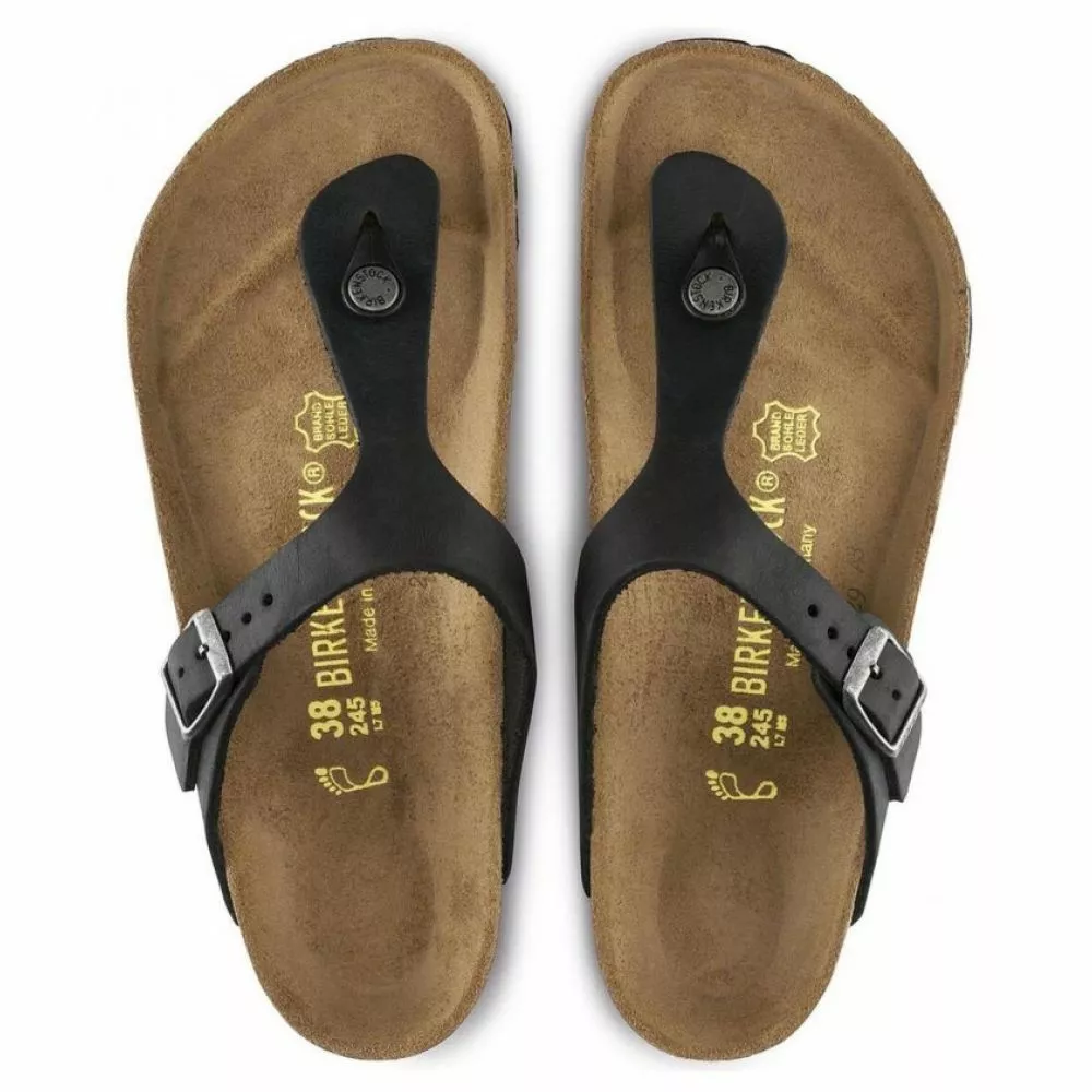 Birkenstock Women's Gizeh Oiled Leather In Black 5 Birkenstock Women's Gizeh Oiled Leather In Black - Image 3