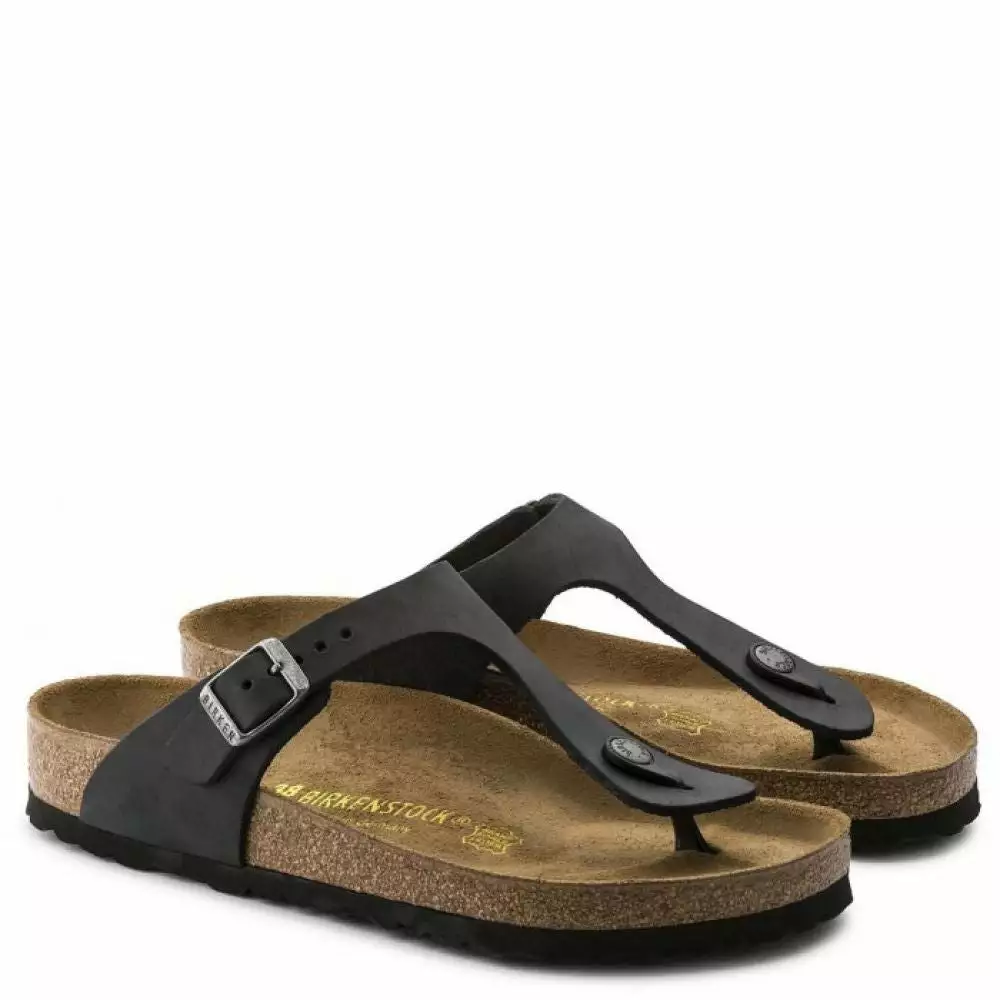 Birkenstock Women's Gizeh Oiled Leather In Black 4 Birkenstock Women's Gizeh Oiled Leather In Black - Image 2