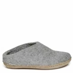 Glerups Open Heel Leather Sole In Grey