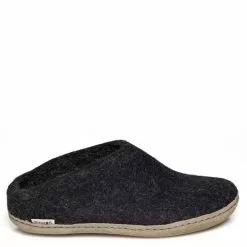 Glerups Open Heel Leather Sole In Charcoal