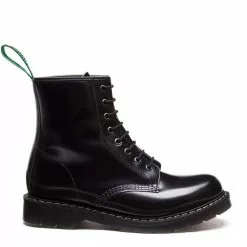 Solovair 8 Eye Derby Boot In Black Hi-Shine