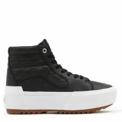 Vans Women's Emboss Check Sk8-Hi Stacked In Black/True White