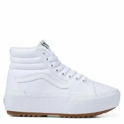 Vans Women's Sk8-Hi Canvas Stacked In True White