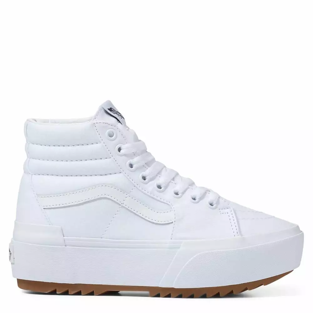 Vans Women's Sk8-Hi Canvas Stacked In True White 3 Vans Women's Sk8-Hi Canvas Stacked In True White