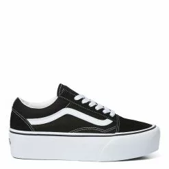 Vans Women's Old Skool Stackform In Suede/Canvas Black/True White