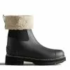Hunter Women's Refined Stitch Roll Top Sherpa Boots In Black -Outdoor Shoes Shop wfs1010nes blk 1100x