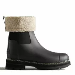 Hunter Women's Refined Stitch Roll Top Sherpa Boots In Black