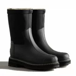 Hunter Women's Refined Stitch Roll Top Sherpa Boots In Black -Outdoor Shoes Shop wfs1010nes blk 3 1100x